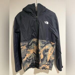 North Face black/camo rain jacket size medium